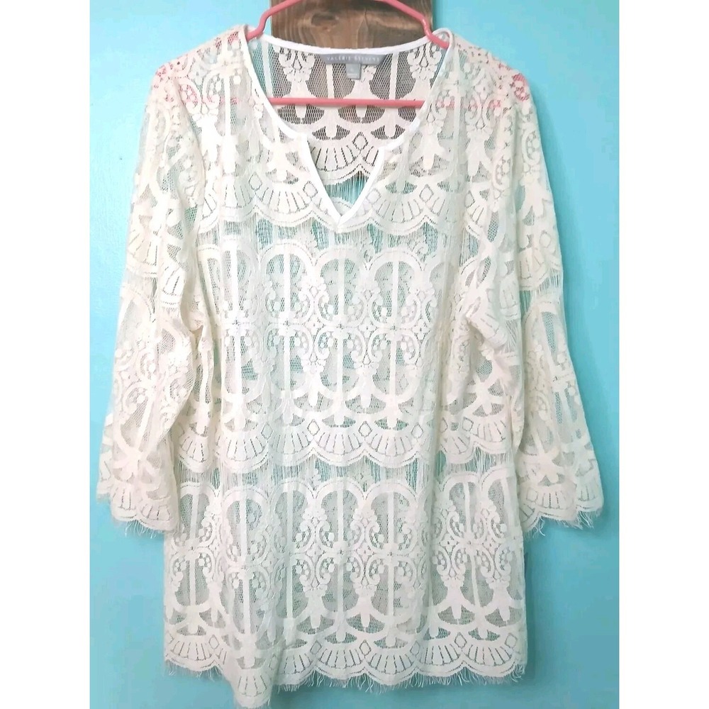 Valerie Stevens Ladies White  Xl Lace Top New With Tags